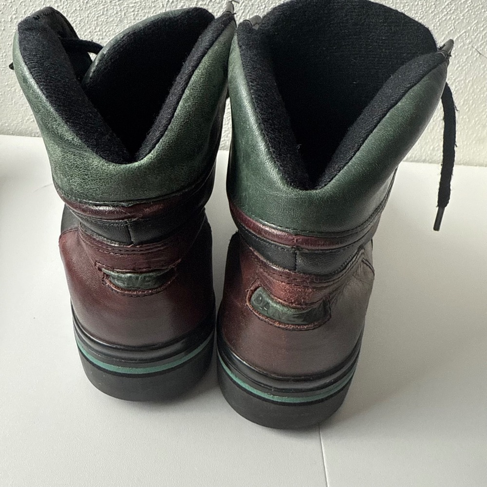 Danexx Casual Vintage Leather Hiking Boots Black Green Burgundy Lace Up Wome 7.5 - Picture 4 of 10